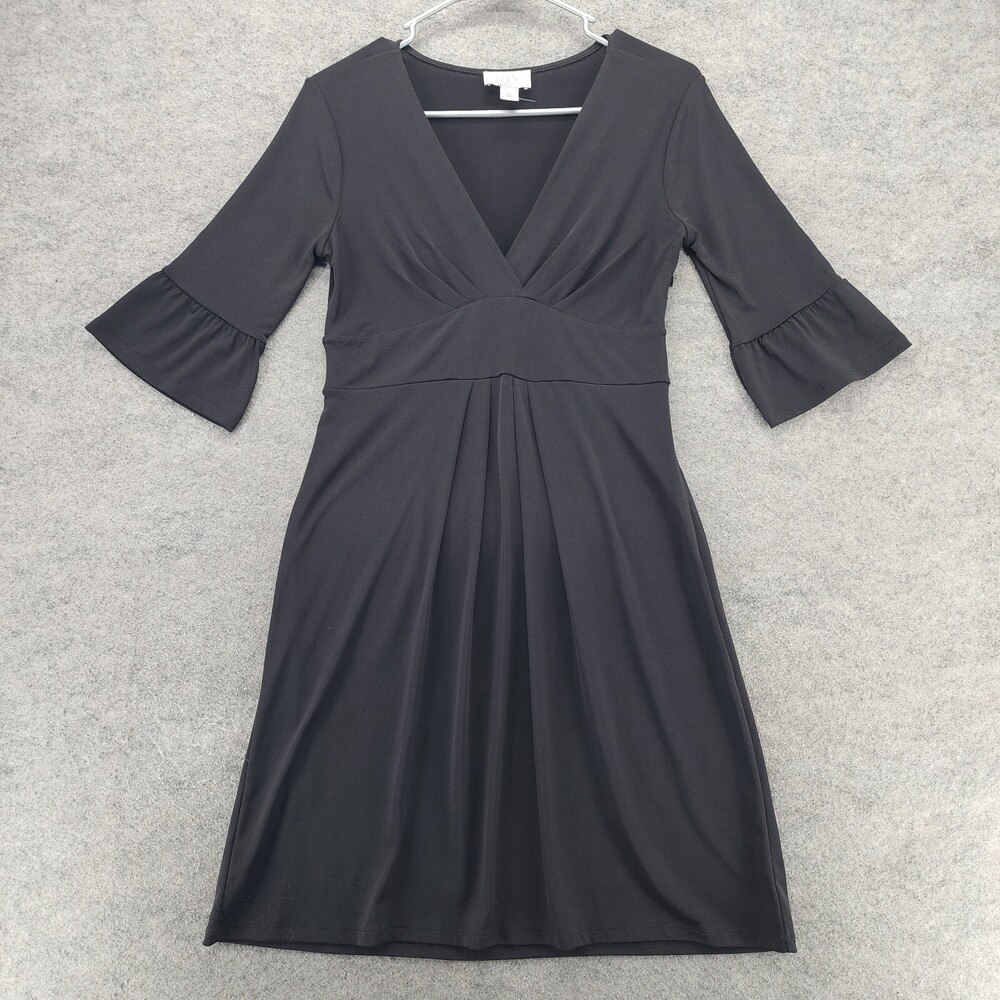 Ann Taylor LOFT Dress Womens 2 Petite V Neck Black
